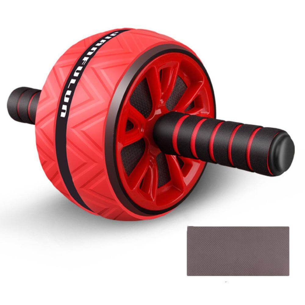 The fitness ab wheel in red.