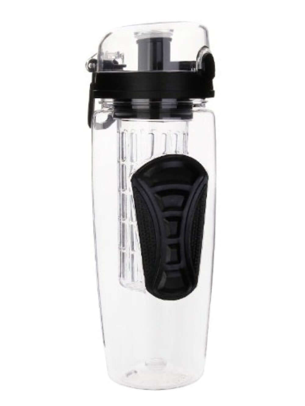 The fruit infuse water bottle in black.