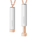 The personalized name necklaces for lovers. Square variant in rose gold.