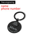 The personalized pet tag in black. Text stating free engraving.